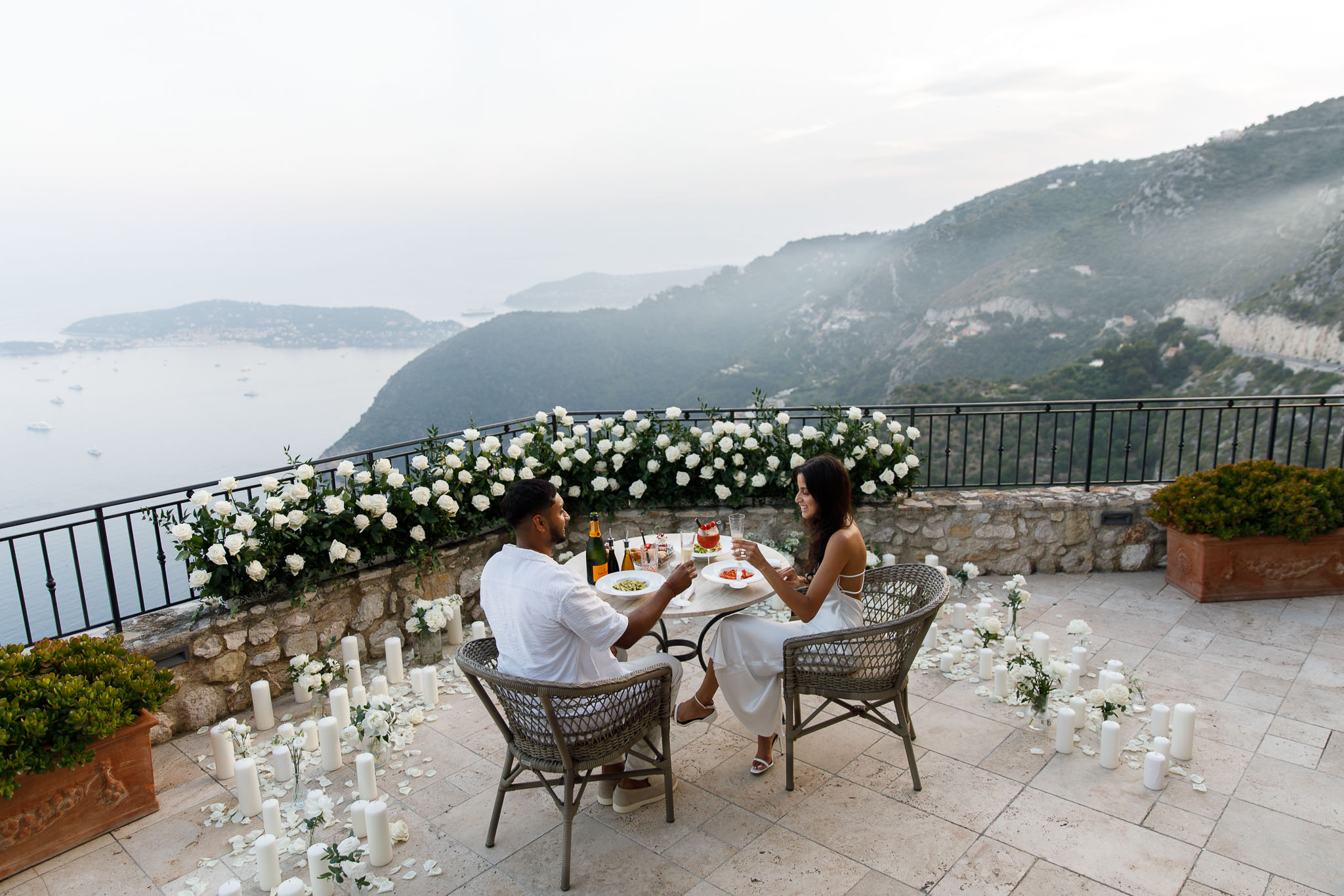 Post-engagement celebration at the Suite Présidentielle in Château Eza.